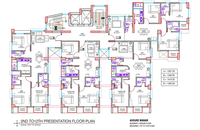 Assure Manar 2nd to 12th Roof Floor Plan